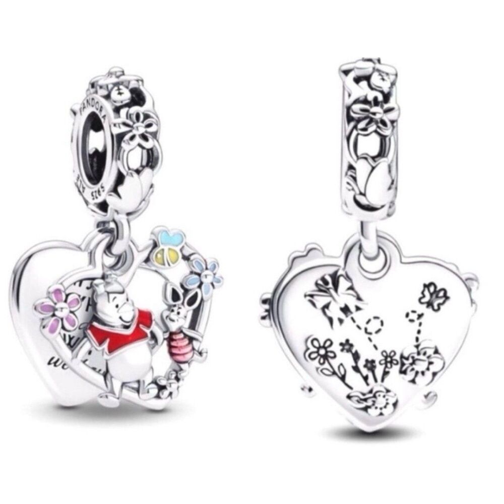 NWOT Winnie the Pooh & Piglet Disney x Pandora FIT SILVER Charm